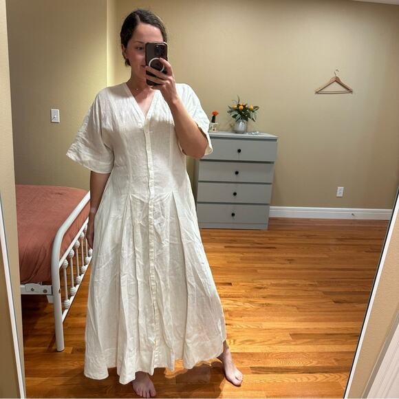 COS White Pure Linen Oversized Button Front Maxi Dress 4 - Picture 5 of 13